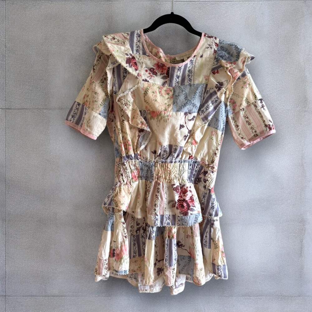 Loveshackfancy Natasha Patchwork Mini Dress Ruffle - image 8